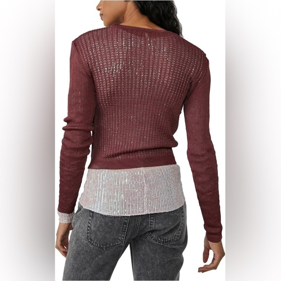 Free People H20 Crew Pullover~Raw Garnet - Picture 2 of 4